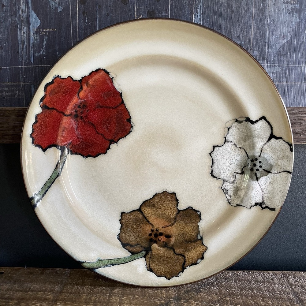 PFALTZGRAFF STUDIO Sarina 11-1/8" Dinner Plate Stoneware Red Brown Floral Poppy